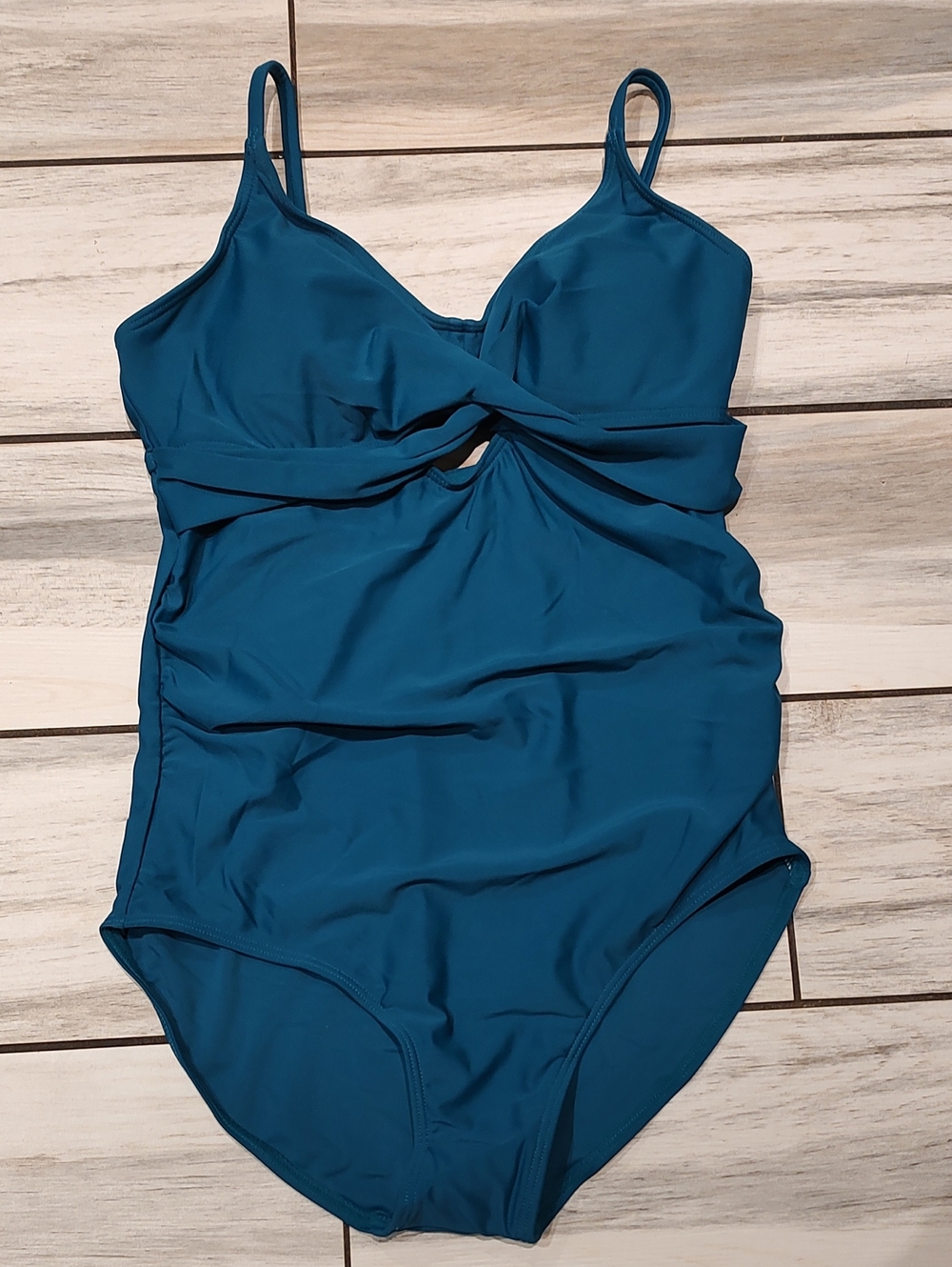 Teal One-Piece Twist Front Swimsuit